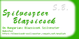 szilveszter blazsicsek business card